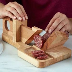 Alternative view of 19th Century Wooden Sausage Cutter and Salami Slicer Machine