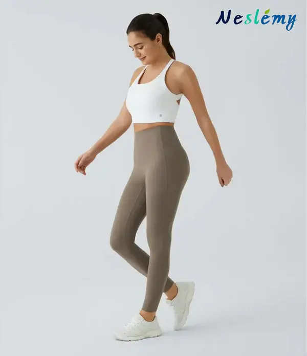 High Waisted Waist Shaping Pocket Shaping Training Leggings - Image 11