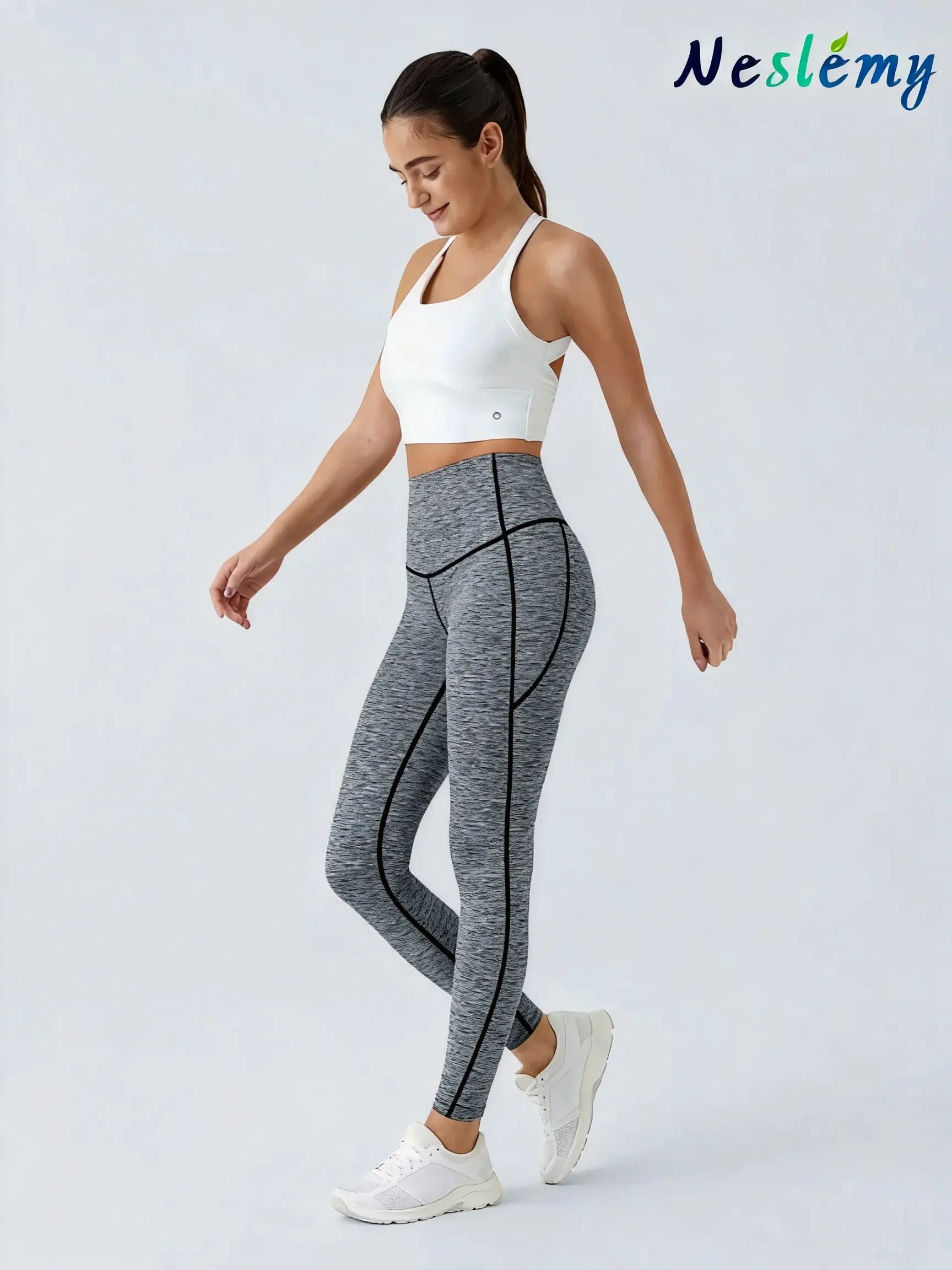 High Waisted Waist Shaping Pocket Shaping Training Leggings - Image 17