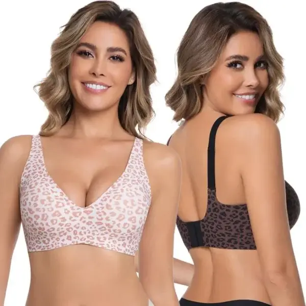 NESLEMY Wireless Womens Comfortable Wireless Bras Push Up Bralettes Seamless Tshirts Bras Deep V Everyday Bras
