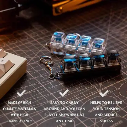 Fidget Toys - Stress Relief Model - LED Keyboard Keychain - Image 3