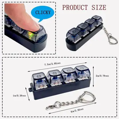 Fidget Toys - Stress Relief Model - LED Keyboard Keychain - Image 5