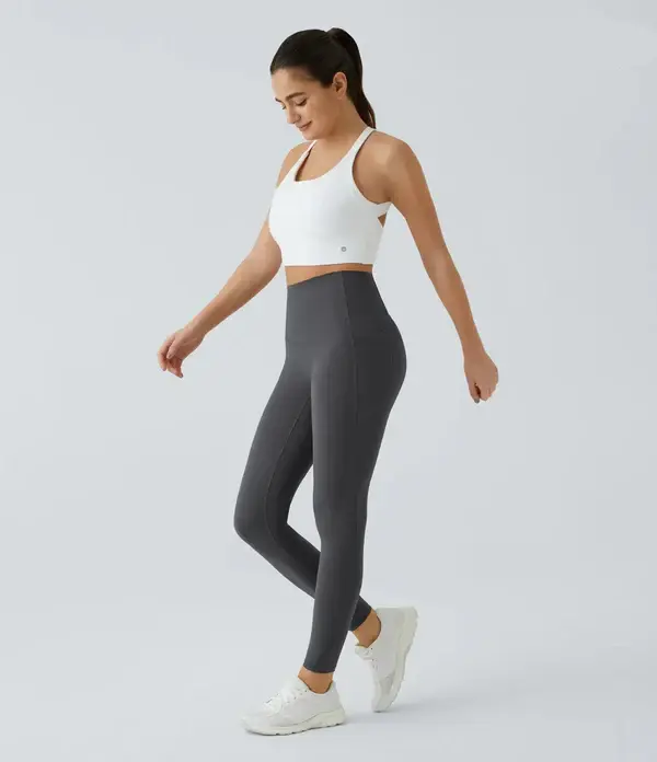 High Waisted Waist Shaping Pocket Shaping Training Leggings - Image 21