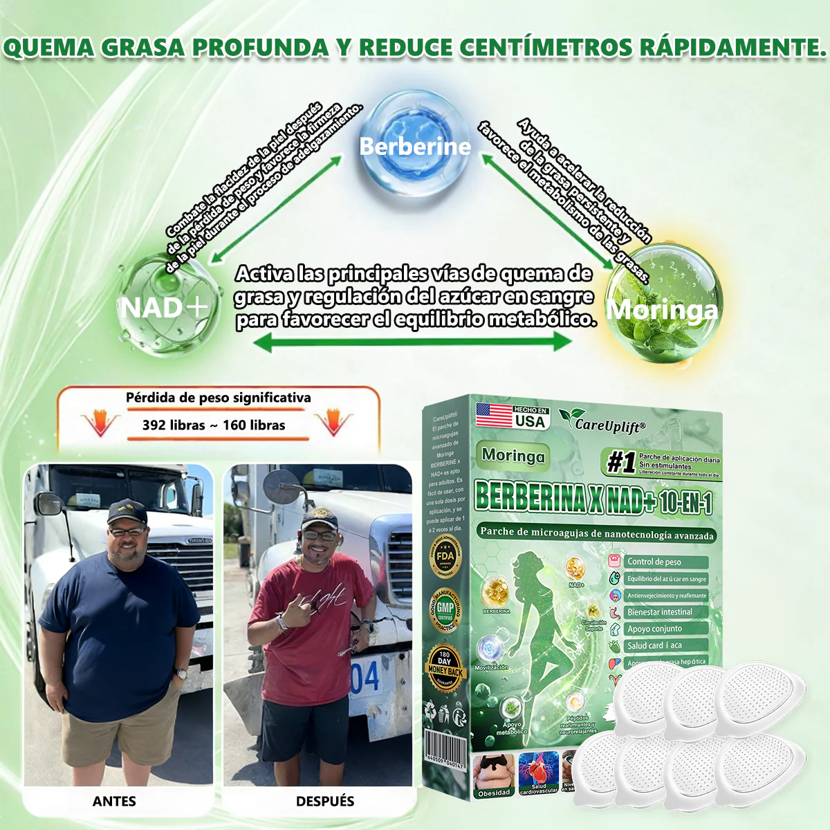 🇺🇸 Tienda Oficial | Moringa · Berberina × NAD+ 10-en-1 Advanced Nano Microneedle Patch - Image 2