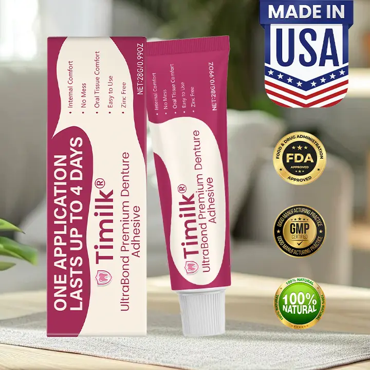 UltraBond Premium Denture Adhesive 🔥 FDA Certified (Clinically Proven 4-Day Hold for Secure, Comfortable & Zinc-Free Denture Fit)