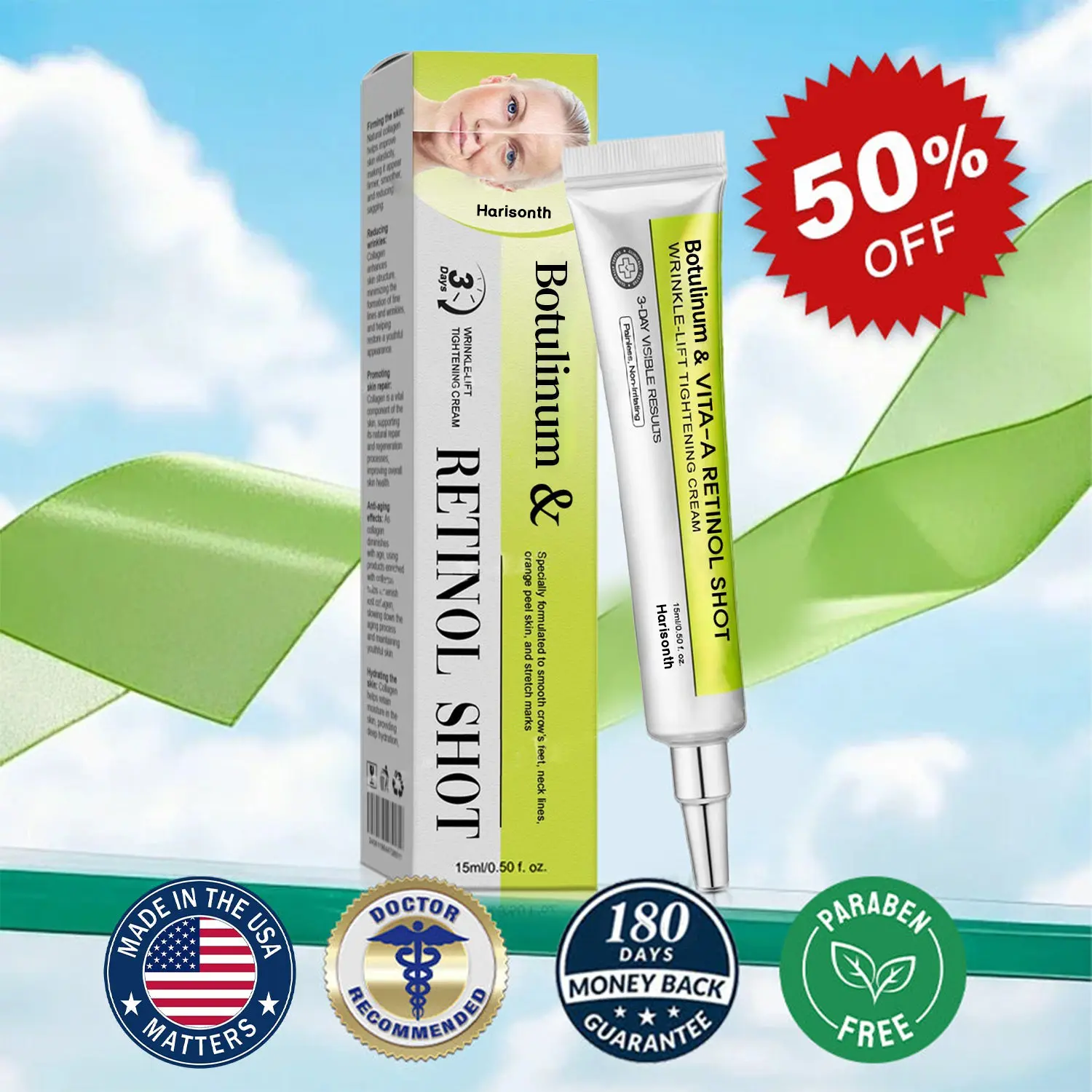 Final 3 Hours: 70%OFF🔥 Harisonth Botulinum & Vita-A Retinol Shot Wrinkle-Lift Tightening cream✨