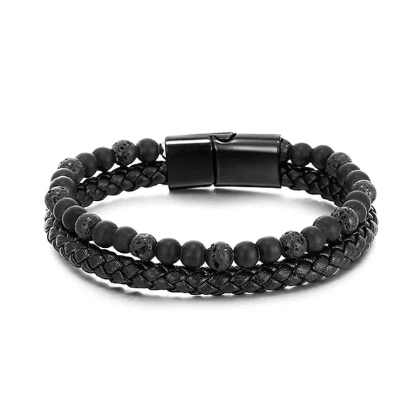Natural Agate Stone Leather Beaded Bracelet - Image 3