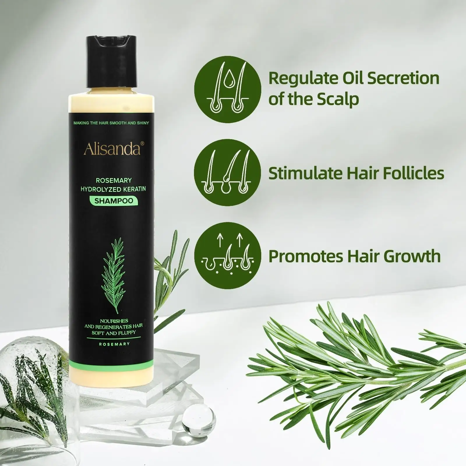 🔥**¡ÚLTIMO DÍA: 50% DE DESCUENTO!** - 🎅Champú orgánico de romero para el crecimiento del cabello - Image 3