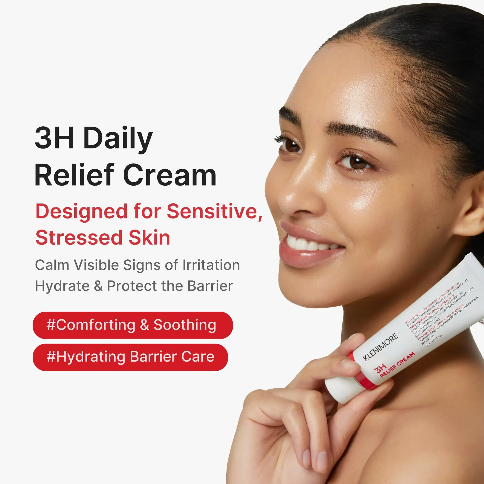 KLENIMORE 3H Daily Relief Cream - Guaiazulene & Centella Soothing Moisturizer for Sensitive Skin - Image 2
