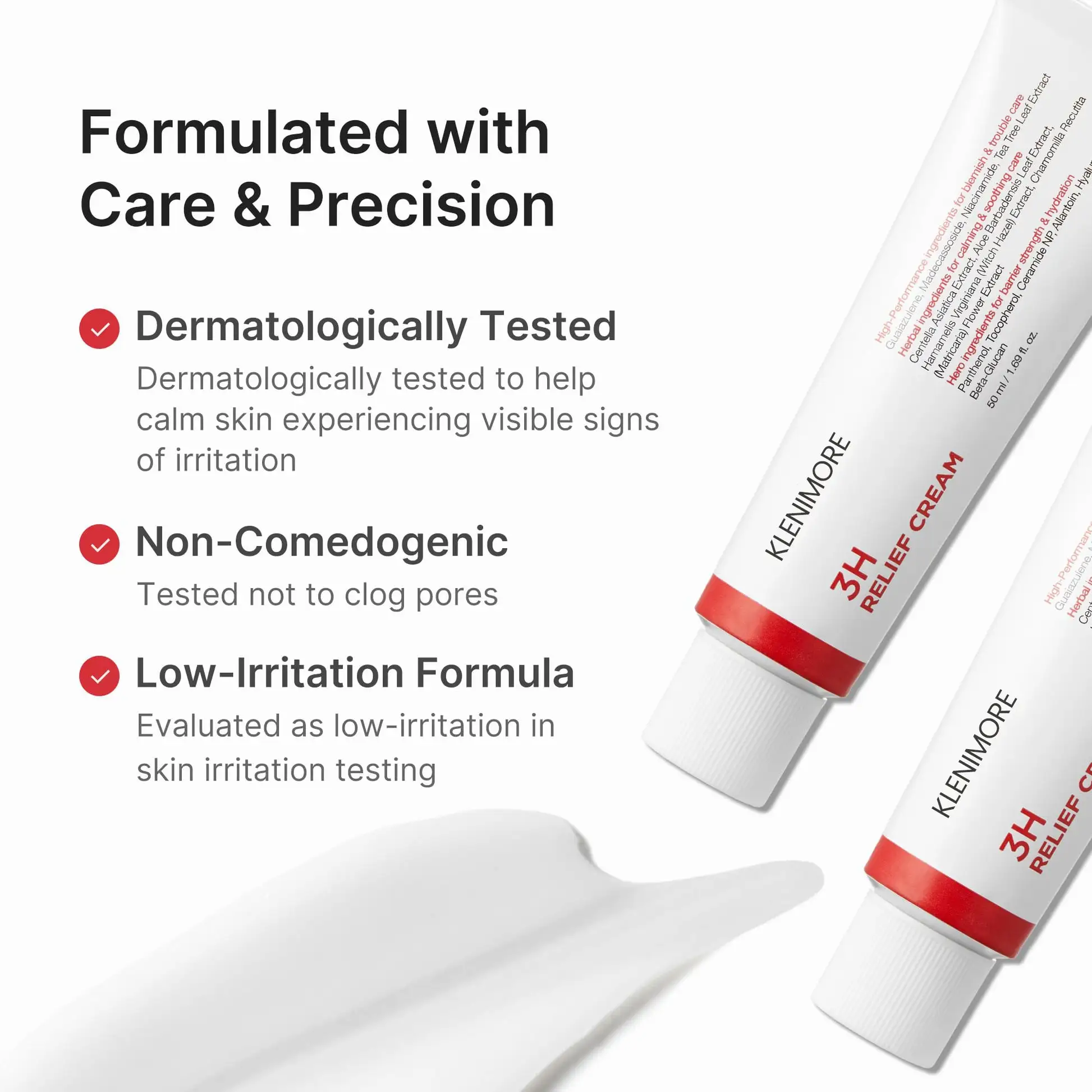 KLENIMORE 3H Daily Relief Cream - Guaiazulene & Centella Soothing Moisturizer for Sensitive Skin - Image 3