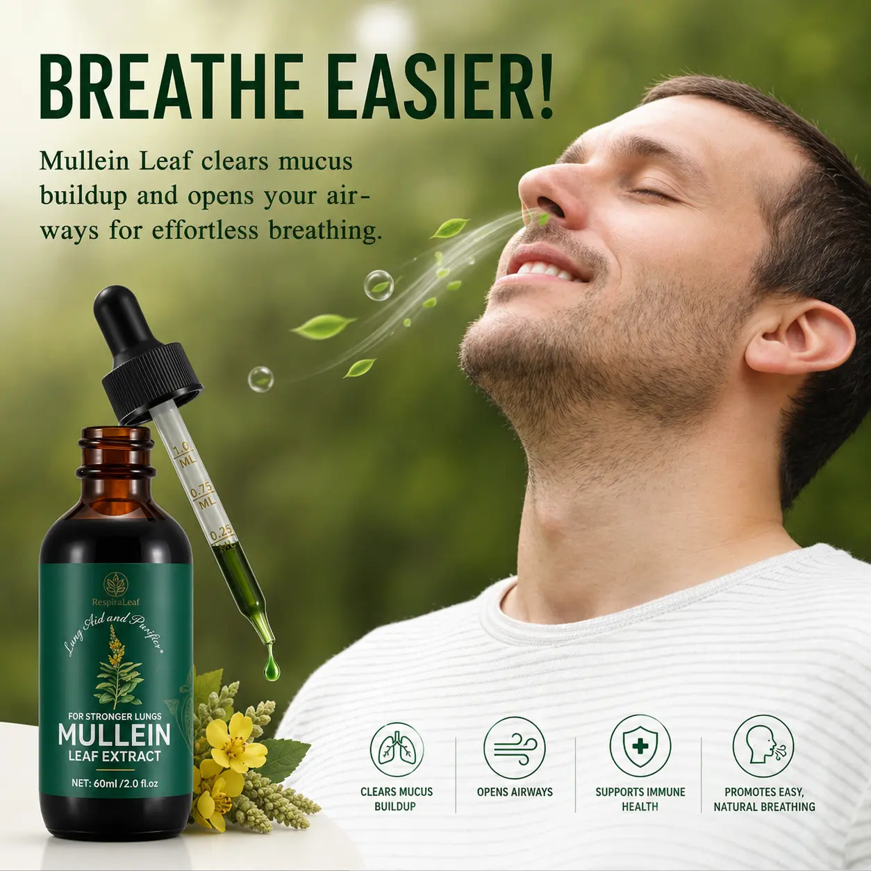 Mullein Leaf & Chlorophyll Drops for Lung Cleanse & Mucus Support - Image 3