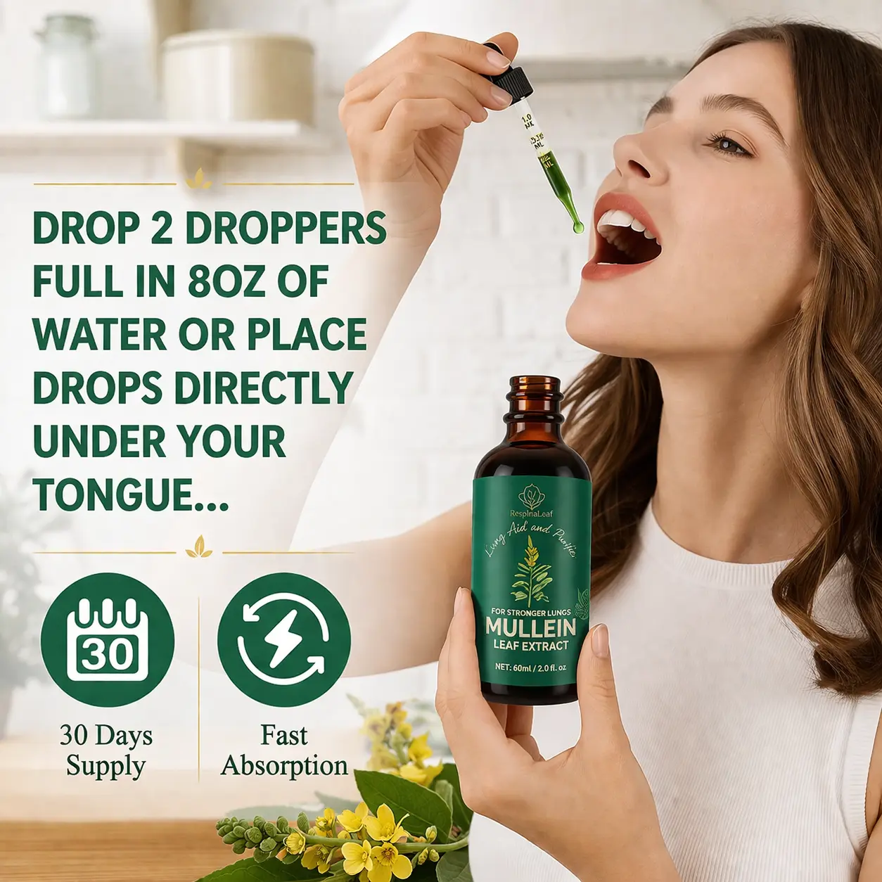 Mullein Leaf & Chlorophyll Drops for Lung Cleanse & Mucus Support - Image 4