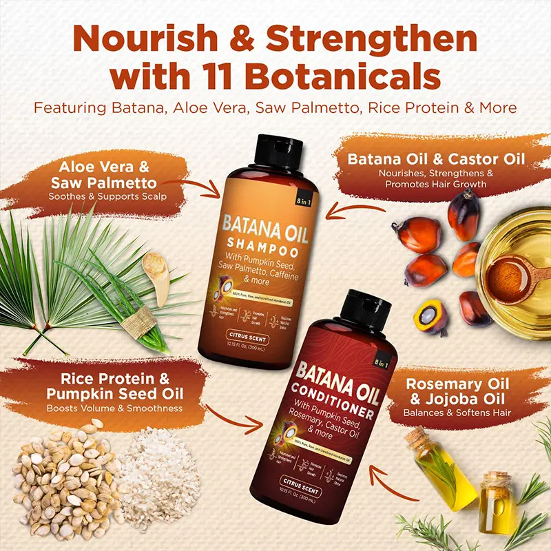Batana Oil Shampoo 300ml+Batana Oil Conditioner 300ml(1 Set) - Image 3