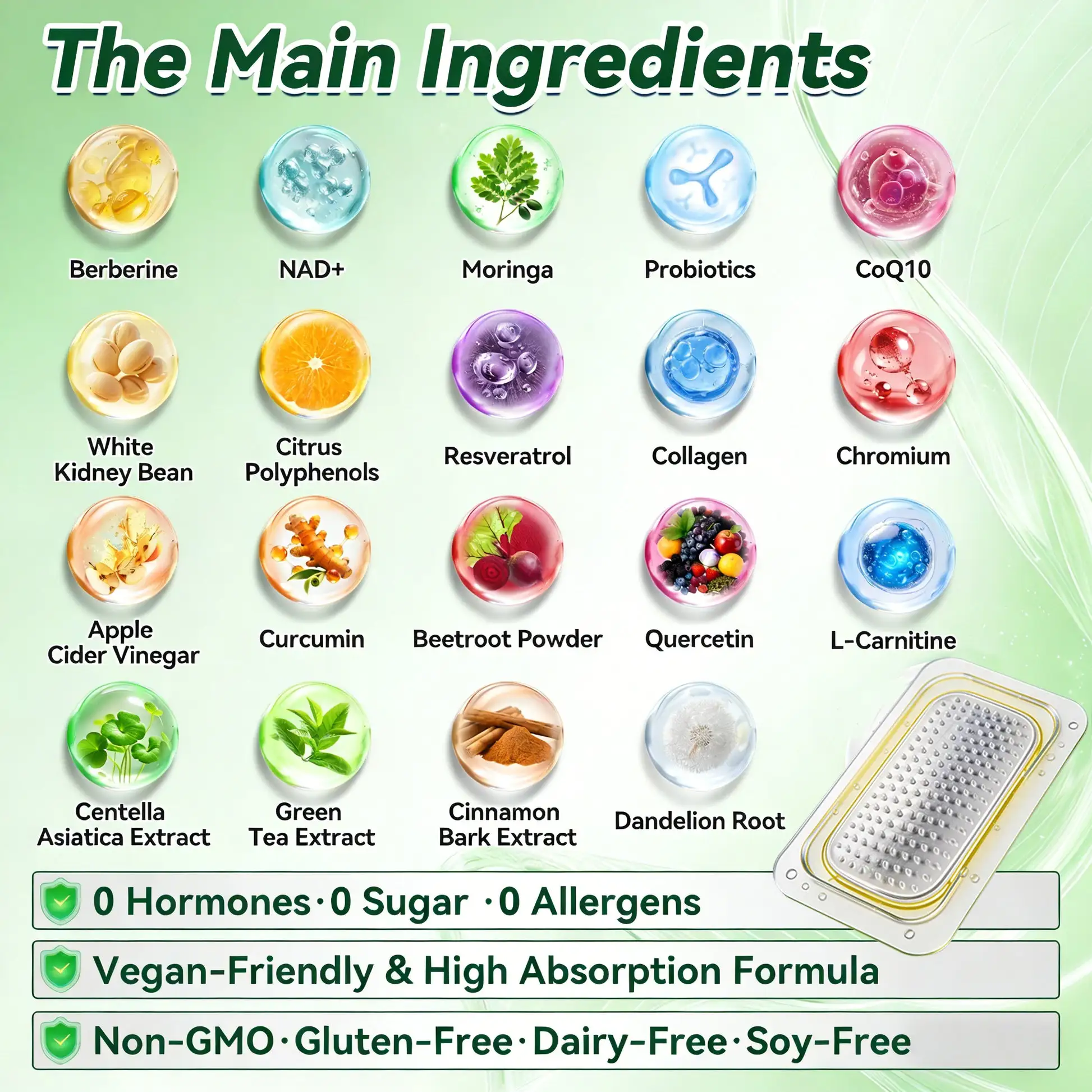 Berberine · Horse Chestnut × NAD+ 10-in-1 Advanced Nano Microneedle Patch - Image 8