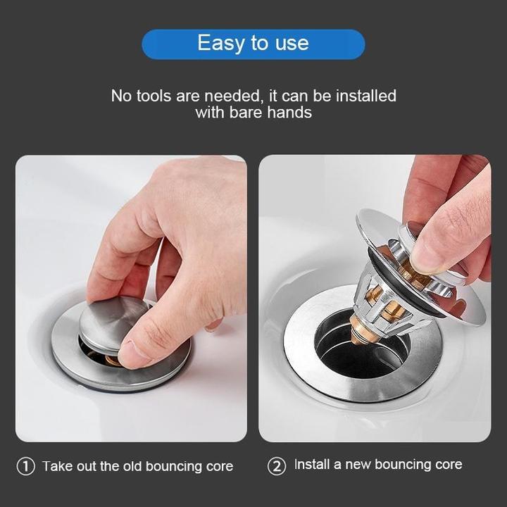 Stainless Steel Rebound Core Push Drain Filter Prevents - Image 4