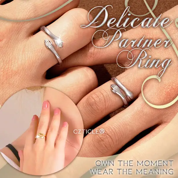 Embrace Hug Couple Ring (1Pair) - Image 4