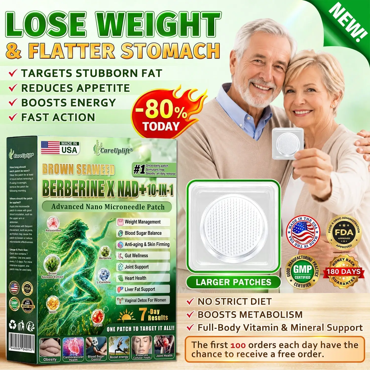 Brown Seaweed × Berberine × NAD+ 10-in-1 Nano Microneedle Nutrition Patch