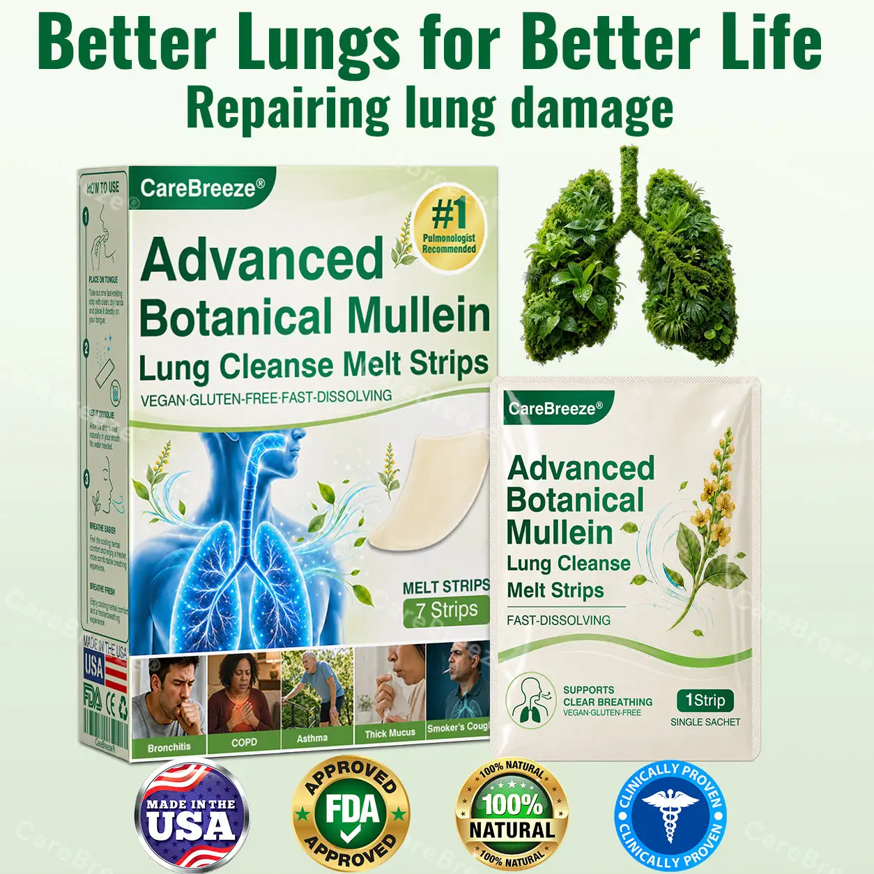 Advanced Botanical Mullein Lung Cleanse Melt Strips