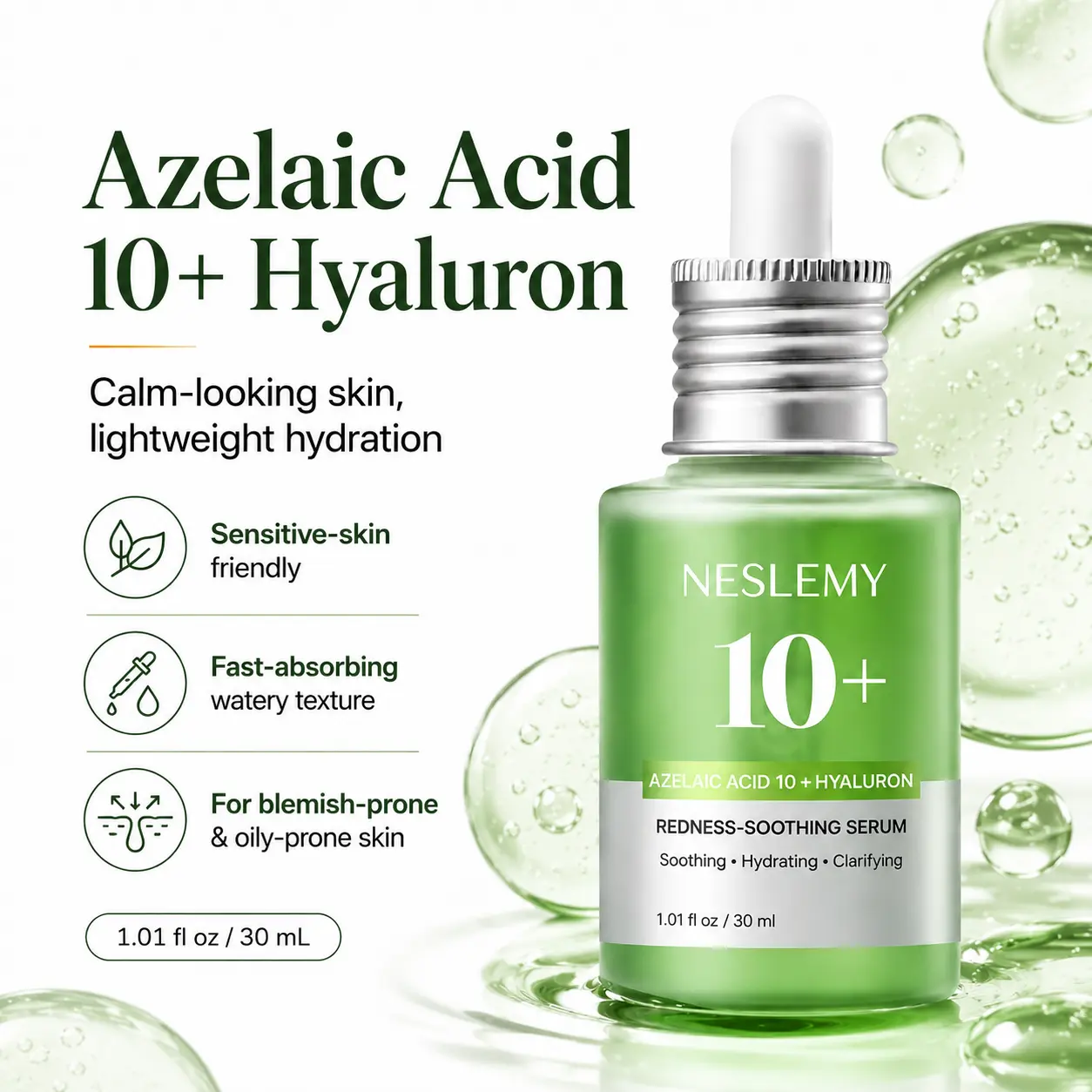 NESLEMY 10% Azelaic Acid + Hyaluron Soothing Serum - Image 6
