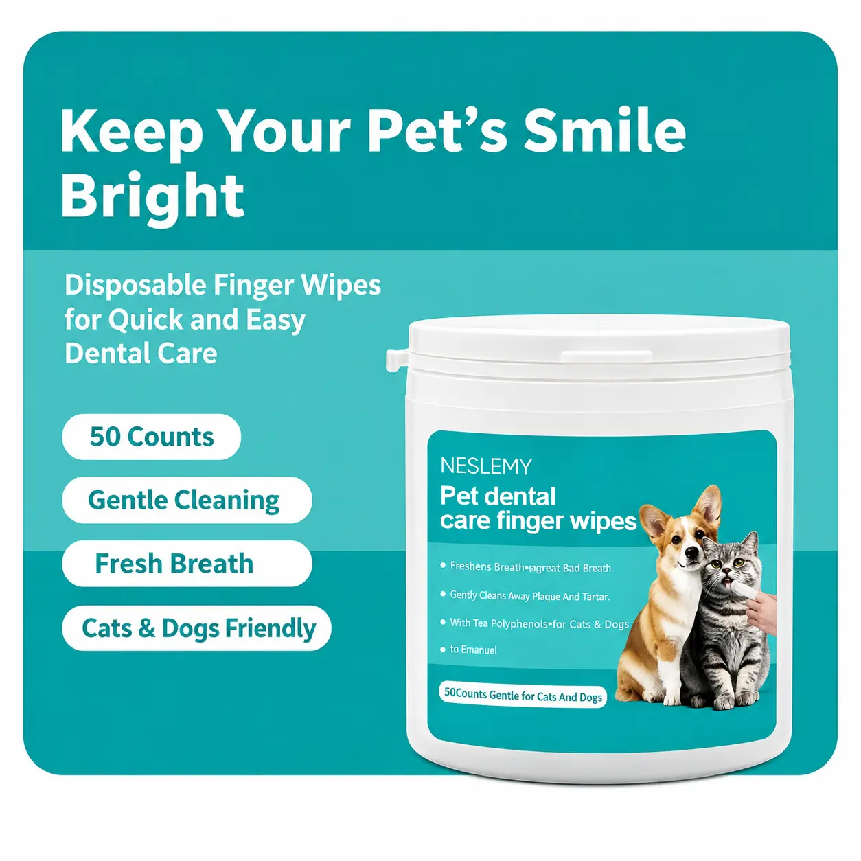 NESLEMY Pet Dental Care Finger Wipes - Image 3