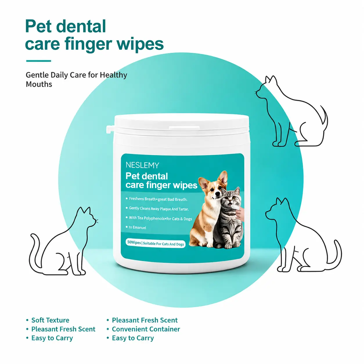 NESLEMY Pet Dental Care Finger Wipes - Image 4