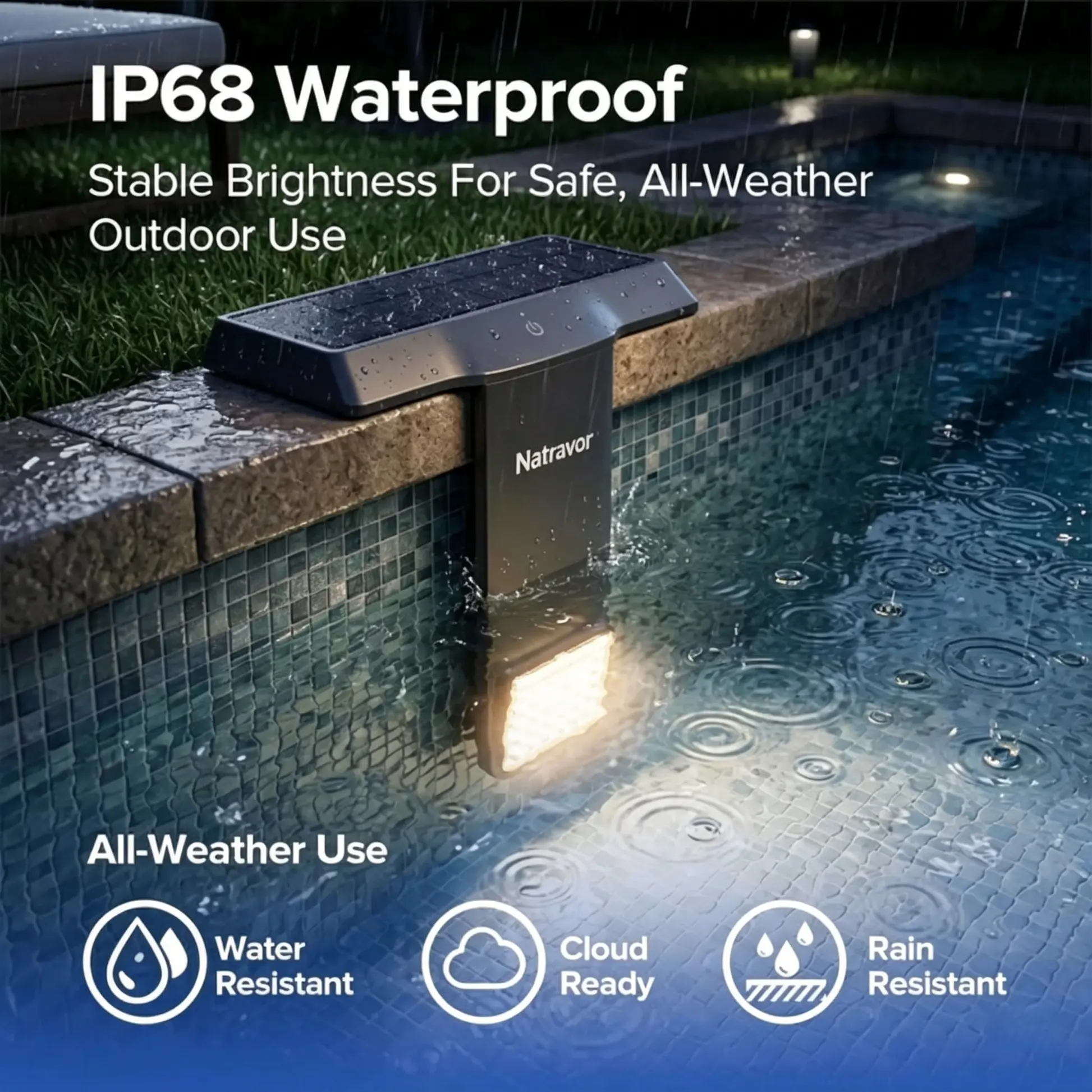 Natravor Solar Pool Light – 20 RGB Colors - IP68 Waterproof - Magnetic Mount - Image 3